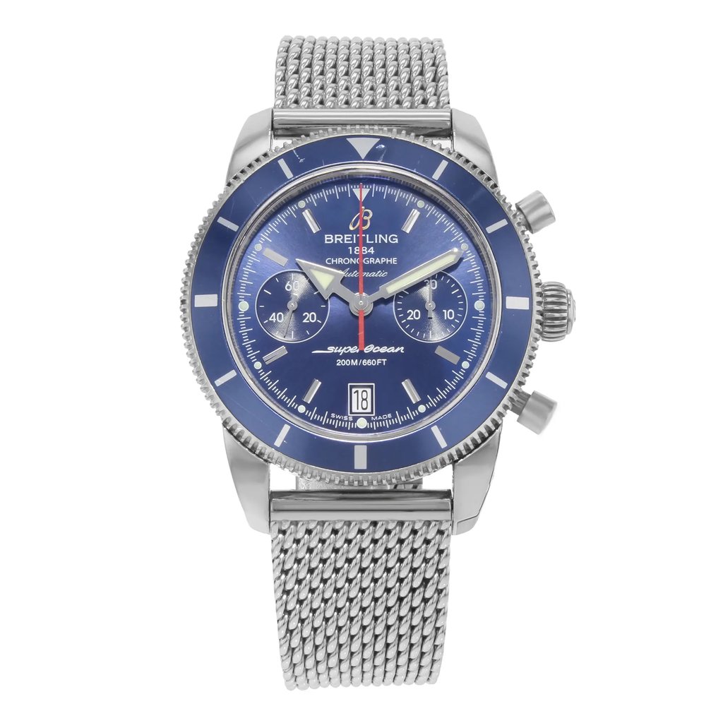 Front Full View Of Breitling A2337016/C856-154A Stainless Steel Watch Pre Owned Condition {Product Condition}
