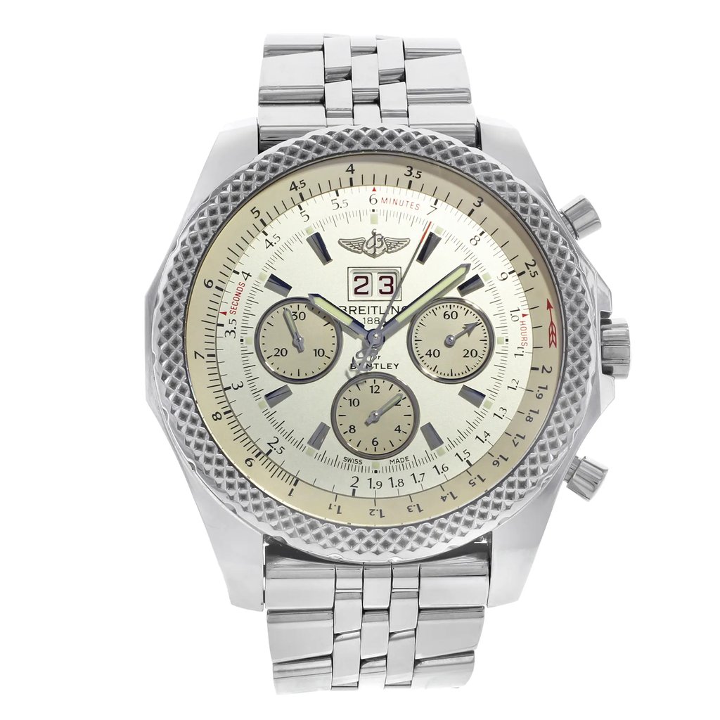 Front Full View Of Breitling A4436412/G679-990A Stainless Steel Watch Pre Owned Condition {Product Condition}