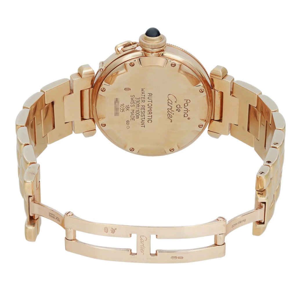 Back View Of Screwback Back Case And Open Yellow Gold Band Of Cartier Ref.1035.1 Watch Pre Owned Condition