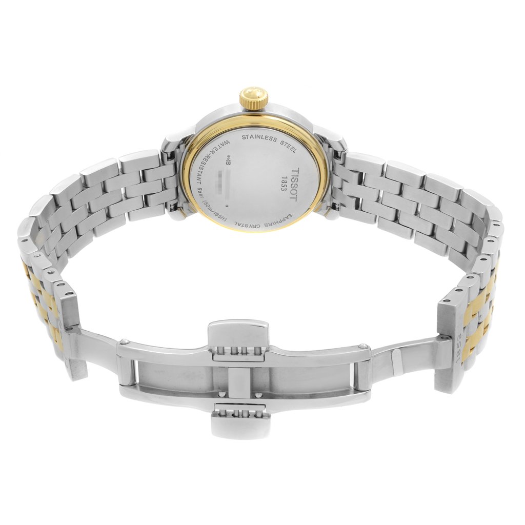 Back View Of Solid Back Case And Open Stainless Steel Band Of Tissot T097.010.22.116.00 Watch Display Model Condition