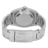 An image of a pre-owned wristwatch showing the back view. The angle highlights the closed clasp and the smooth, polished surface of the watch's back, revealing its metallic finish. The photograph is taken at a close distance, emphasizing the details of the bracelet links and the clasp mechanism.