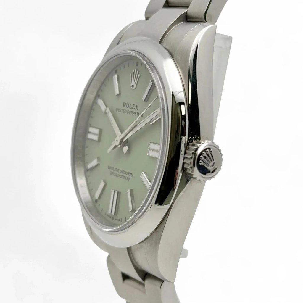 View Of Crown Facing Side Of Rolex 134300 Stainless Steel Watch Unworn Condition