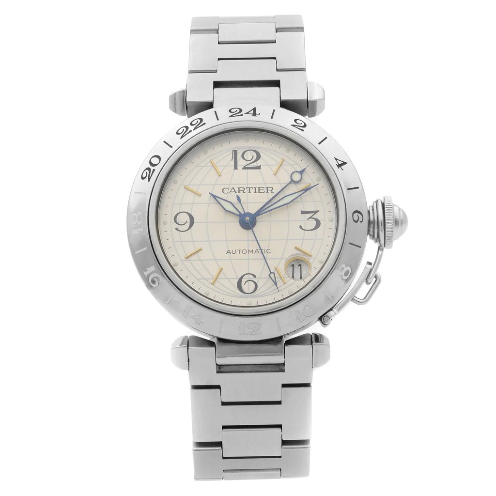 Front Full View Of Cartier W31029M7 Stainless Steel Watch Pre Owned Condition Good