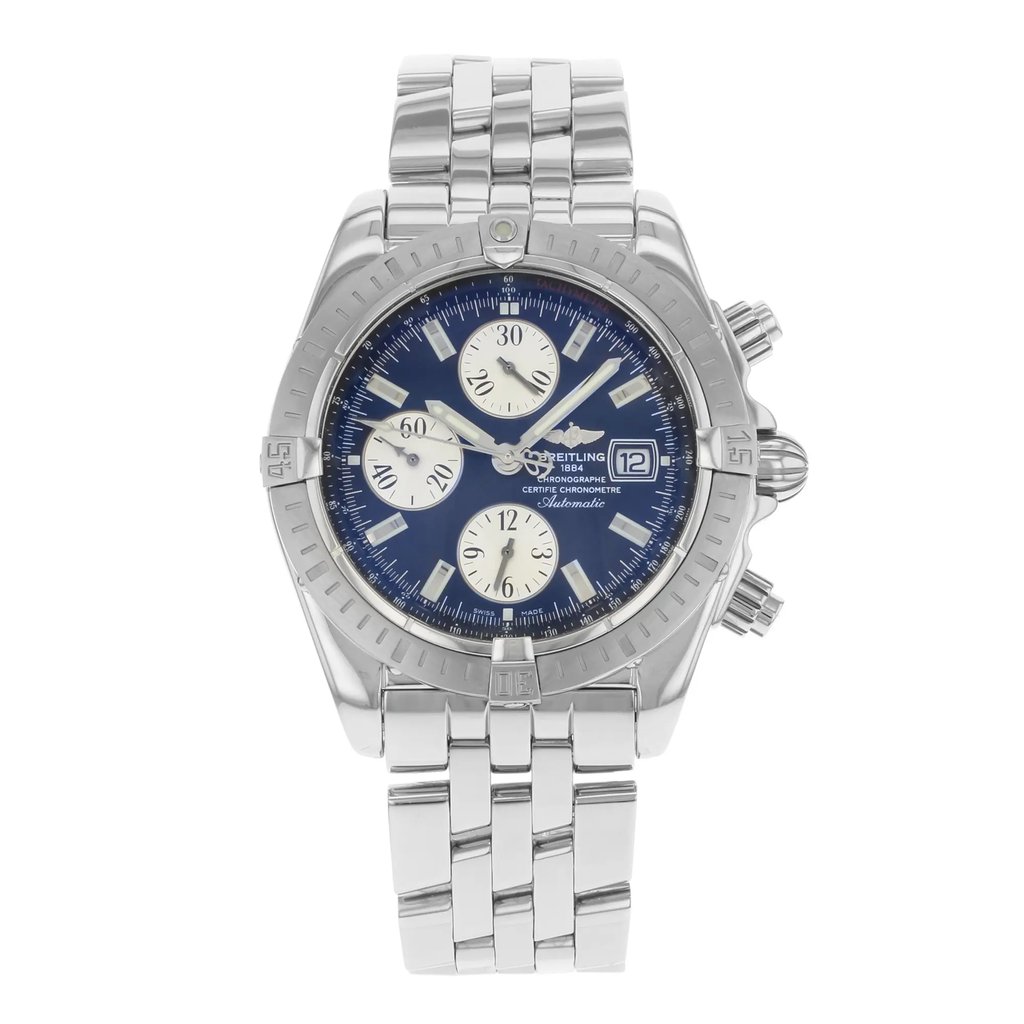 Front Full View Of Breitling A1335611/B719-SS Stainless Steel Watch Pre Owned Condition {Product Condition}