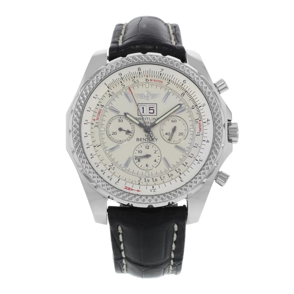 Front Full View Of Breitling A4436212/G573 Stainless Steel Watch Pre Owned Condition {Product Condition}