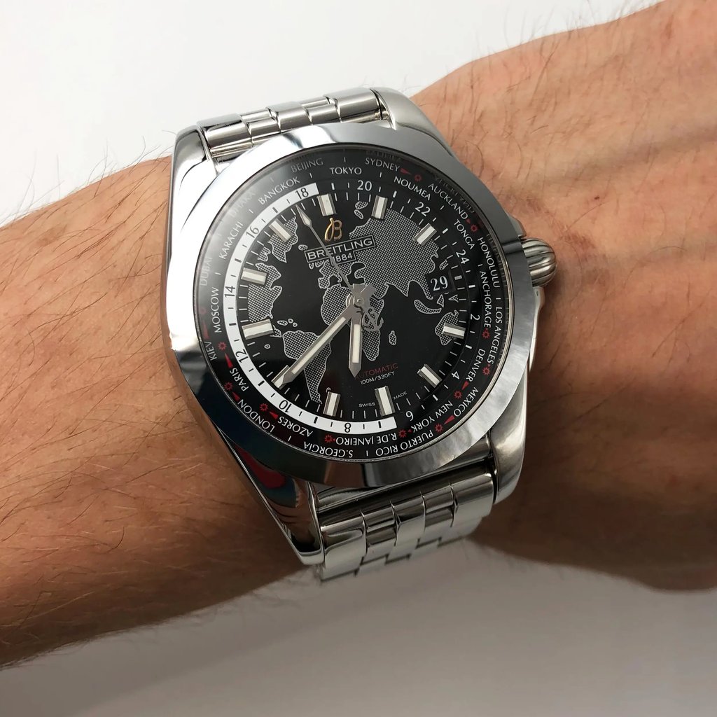 Front Full View Of Breitling WB3510U4/BD94-375A Stainless Steel Watch Pre Owned Condition {Product Condition}