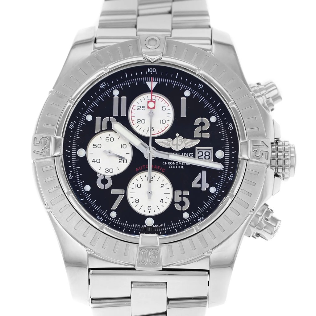 Up Close Front Facing Picture Of Breitling A1337011/B973-135A Stainless Steel Watch Pre Owned Condition