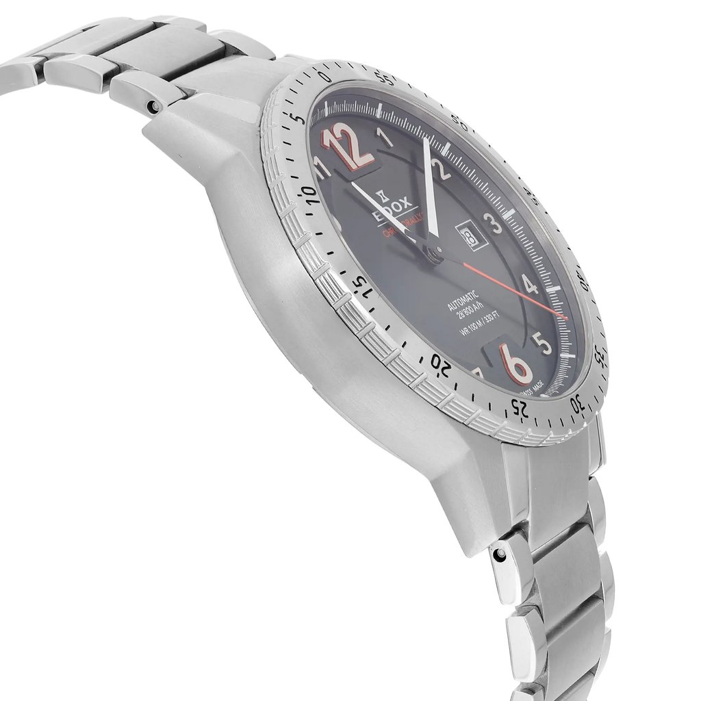 View Of Opposite Crown Facing Side Of Edox 80094-3NM-NO1 Stainless Steel Watch Pre Owned Condition