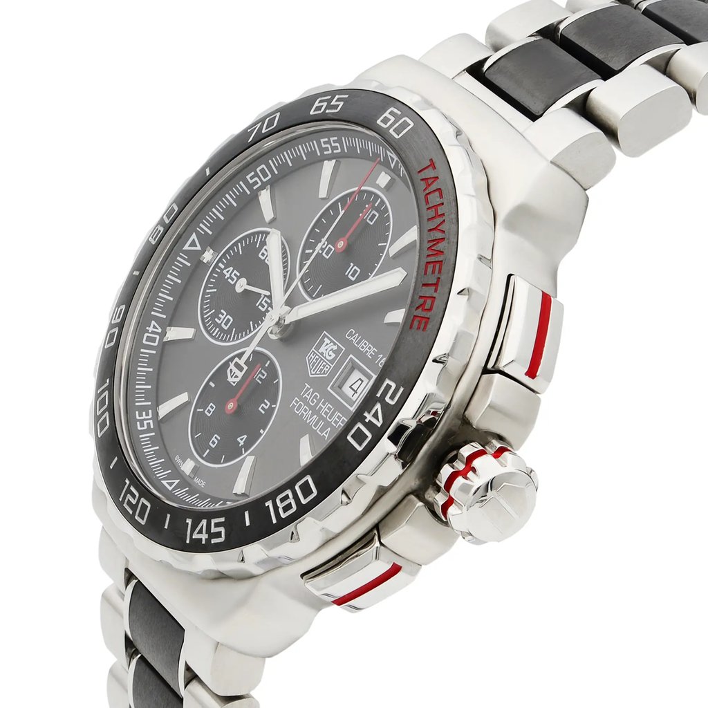 View Of Crown Facing Side Of TAG Heuer CAU2011.BA0873 Stainless Steel Watch Pre Owned Condition
