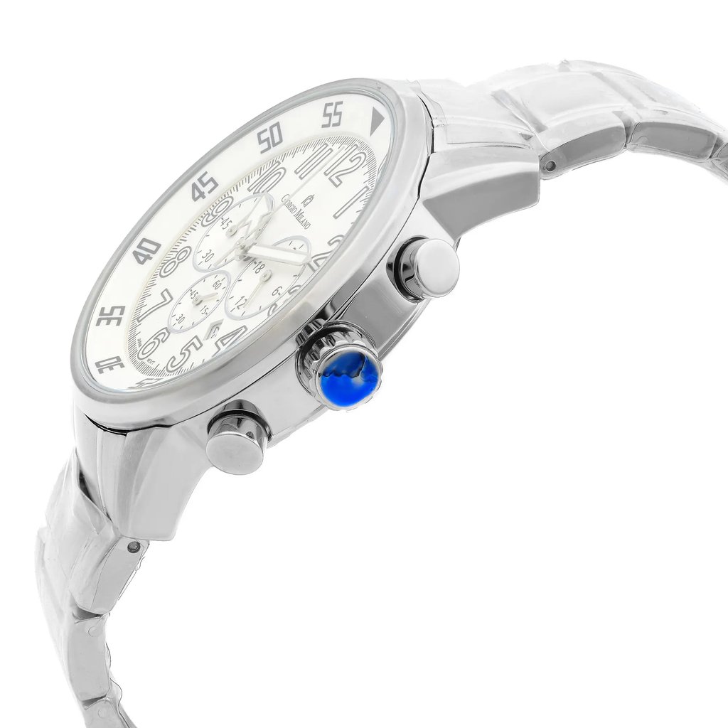 View Of Crown Facing Side Of Giorgio Milano GM854SL-SS Stainless Steel Watch Unworn Condition