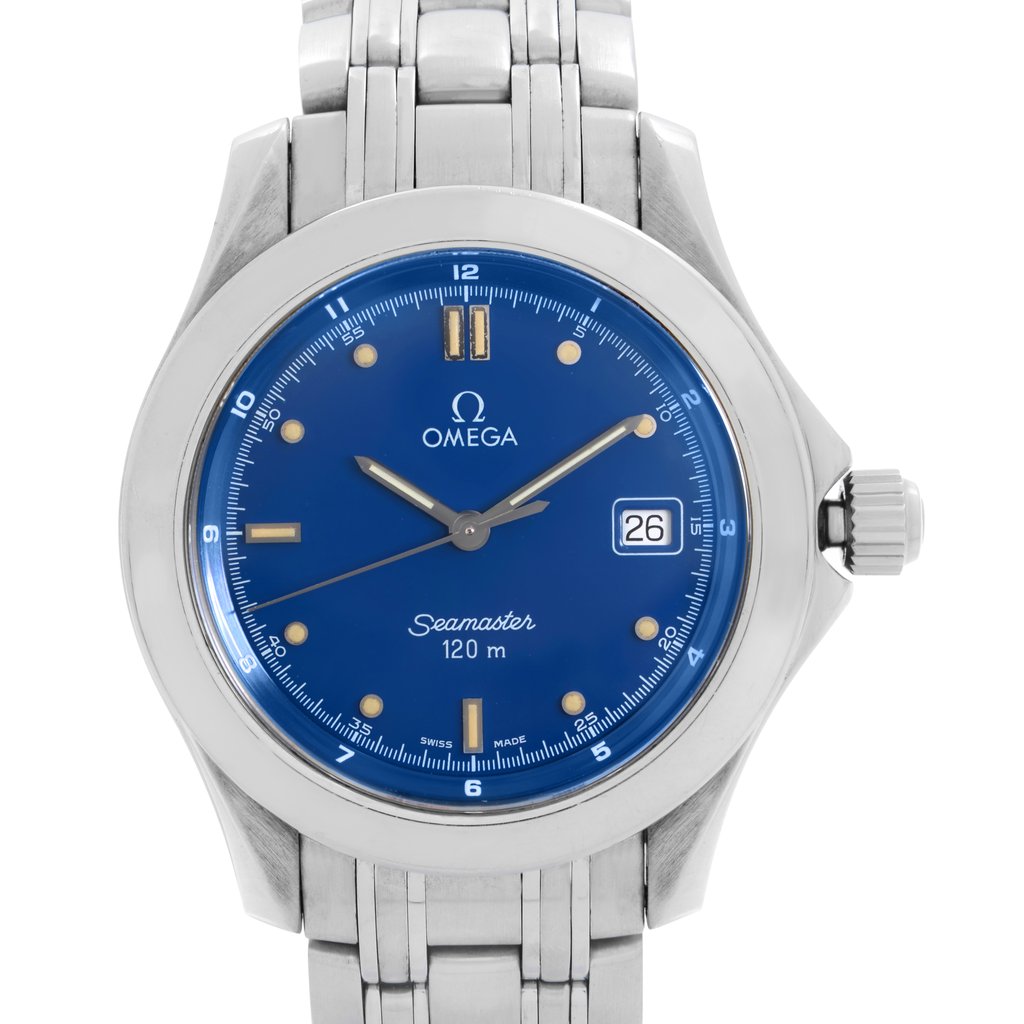 Up Close Front Facing Picture Of Omega  2511.80.00 Stainless Steel Watch Pre Owned Condition