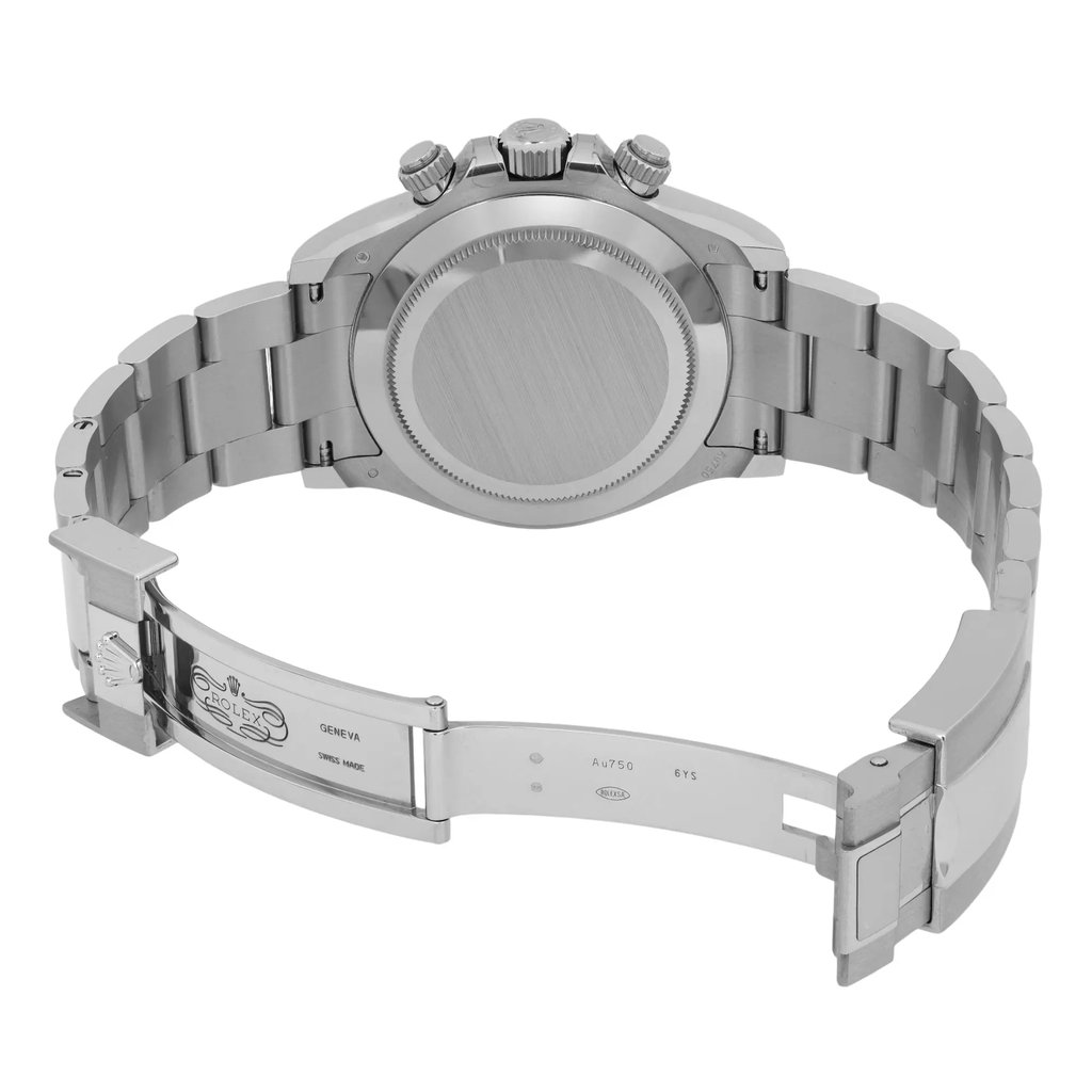 Back View Of Solid Back Case And Open White Gold Band Of Rolex 116509 Watch Pre Owned Condition