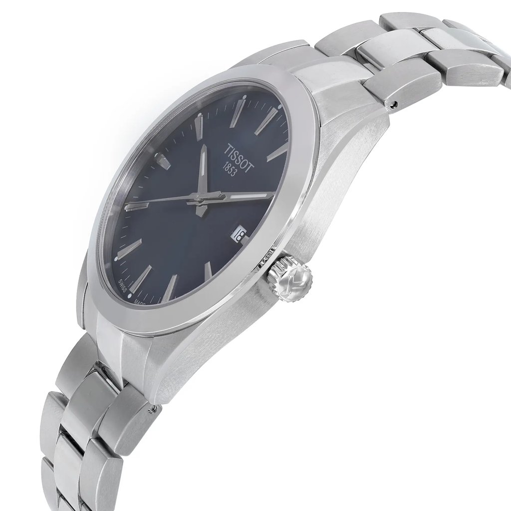 View Of Crown Facing Side Of Tissot T127.410.44.041.00 Titanium Watch Pre Owned Condition