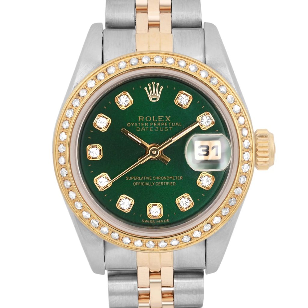 Up Close Front Facing Picture Of Rolex 69173 Stainless Steel Watch Pre Owned Condition