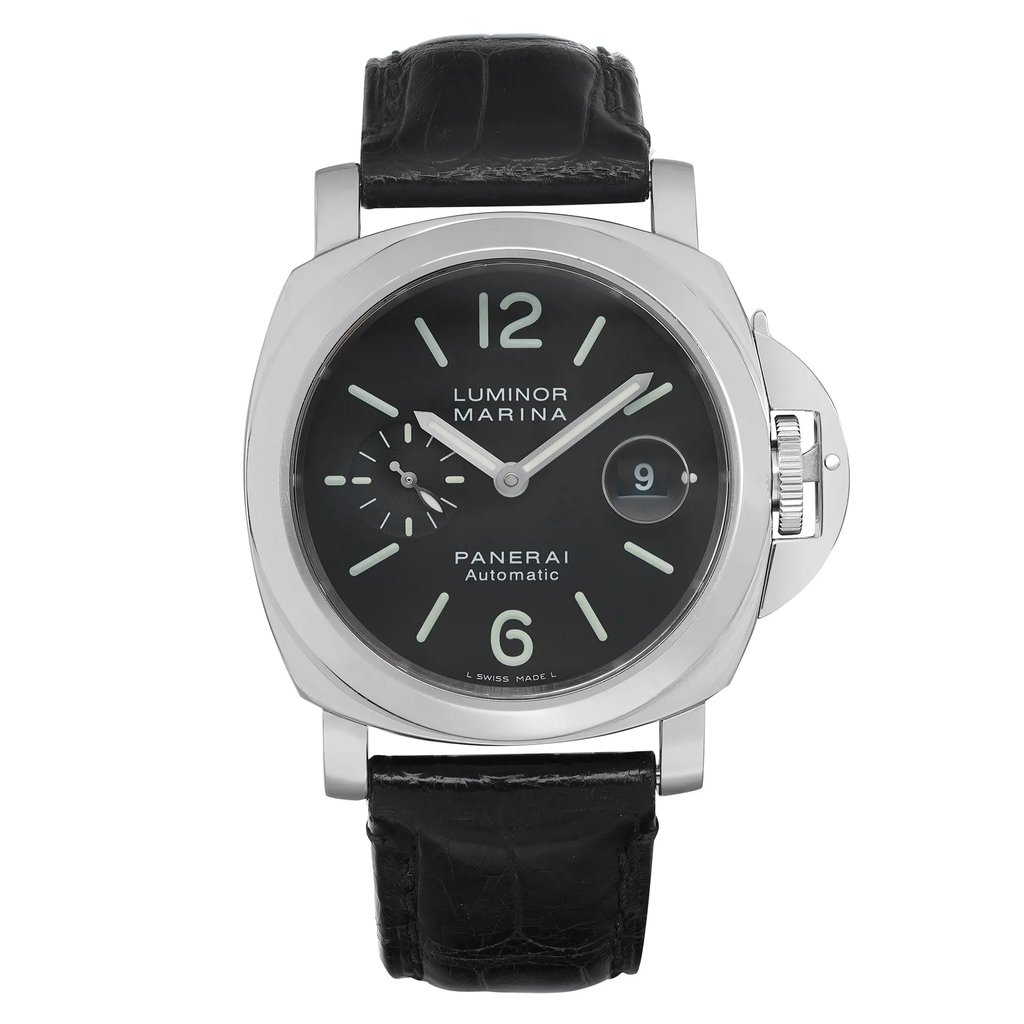Front Full View Of Panerai PAM00104 Stainless Steel Watch Pre Owned Condition Fair