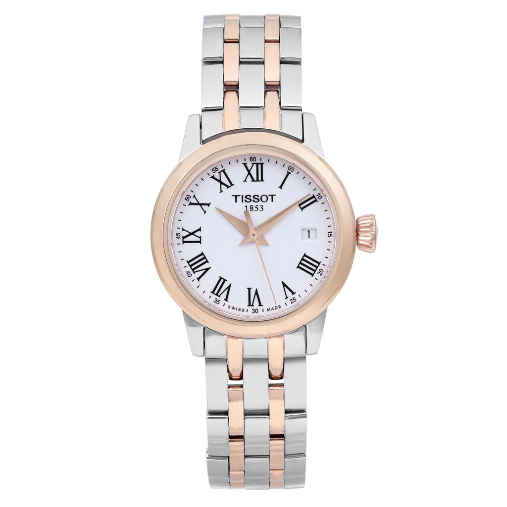 Front Full View Of Tissot T129.210.22.013.00 Stainless Steel Watch Pre Owned Condition Fair