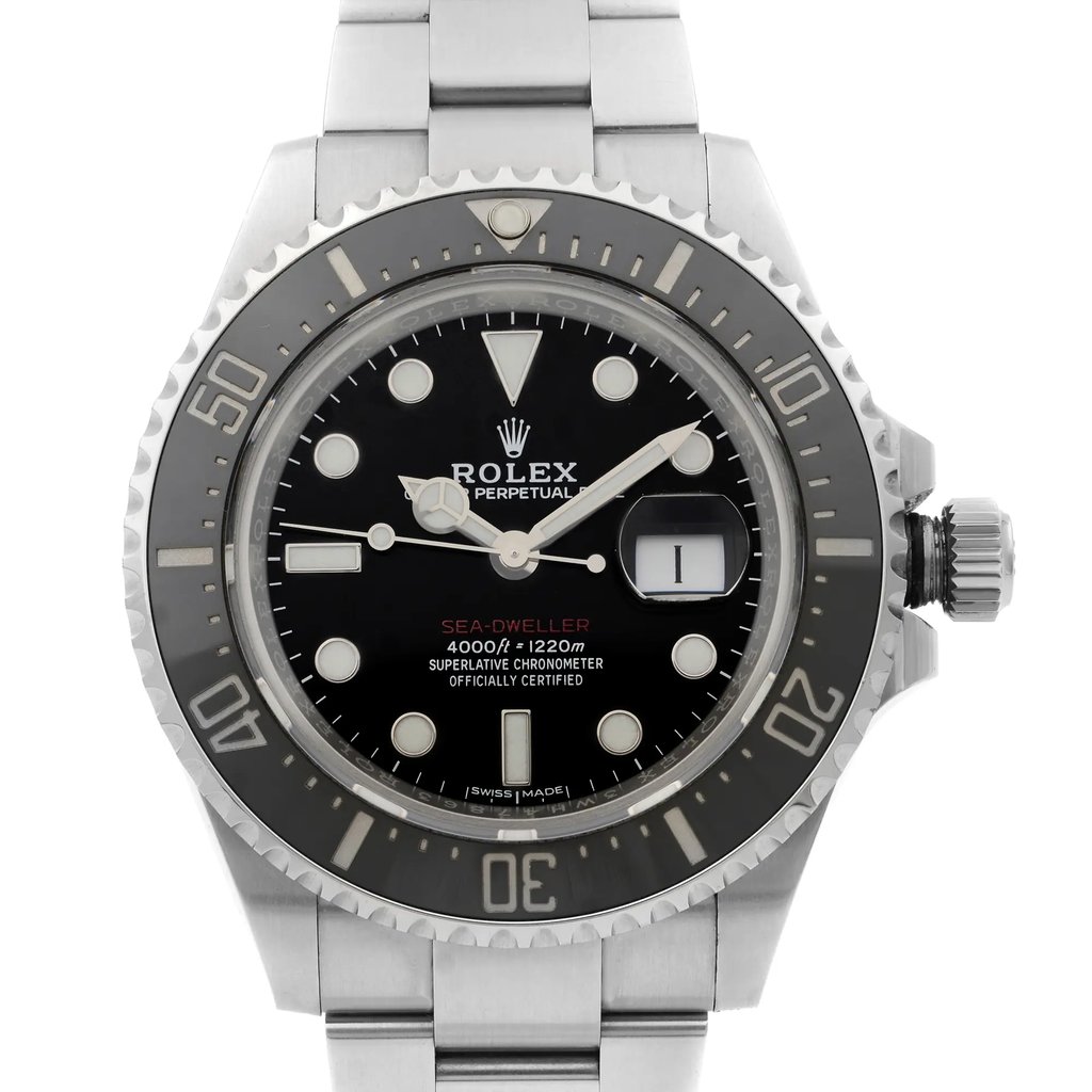 Up Close Front Facing Picture Of Rolex 126600 Stainless Steel Watch Pre Owned Condition