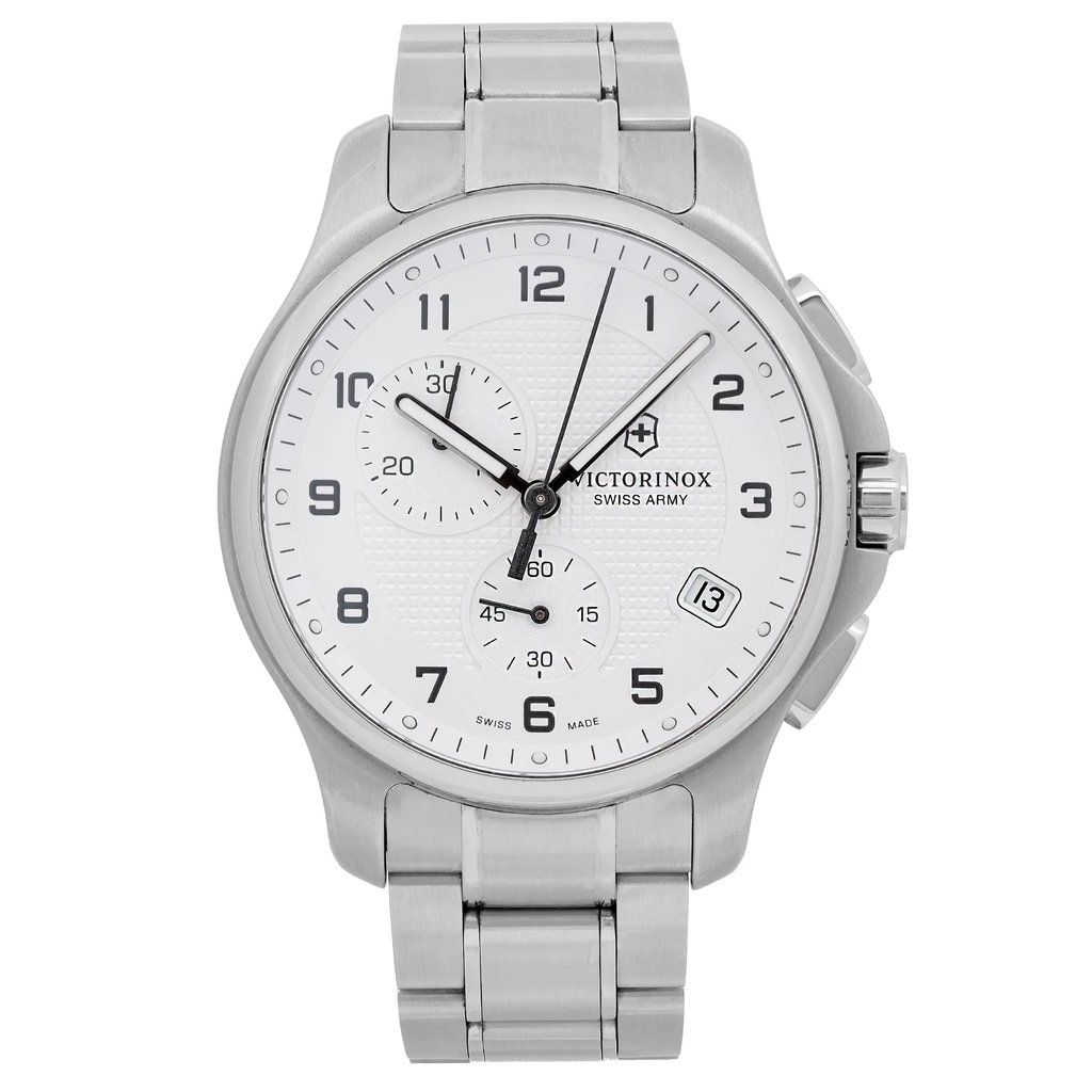 Front Full View Of Victorinox 241554.1 Stainless Steel Watch Pre Owned Condition Good