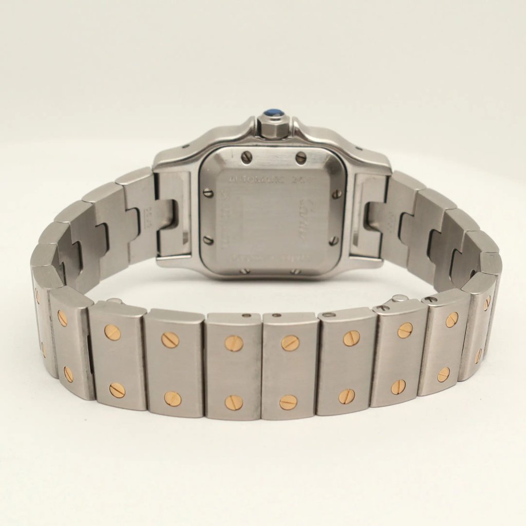 Back View Of Screwback Back Case And Closed Stainless Steel,Yellow Gold Band Of Cartier 2423 Watch Pre Owned Condition