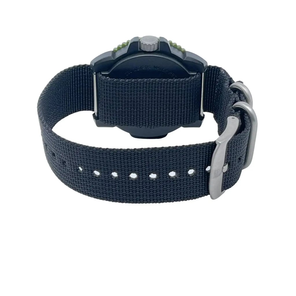 Back View Of Screwback Back Case And Closed Nylon Band Of Luminox XS.3041 Watch Pre Owned Condition