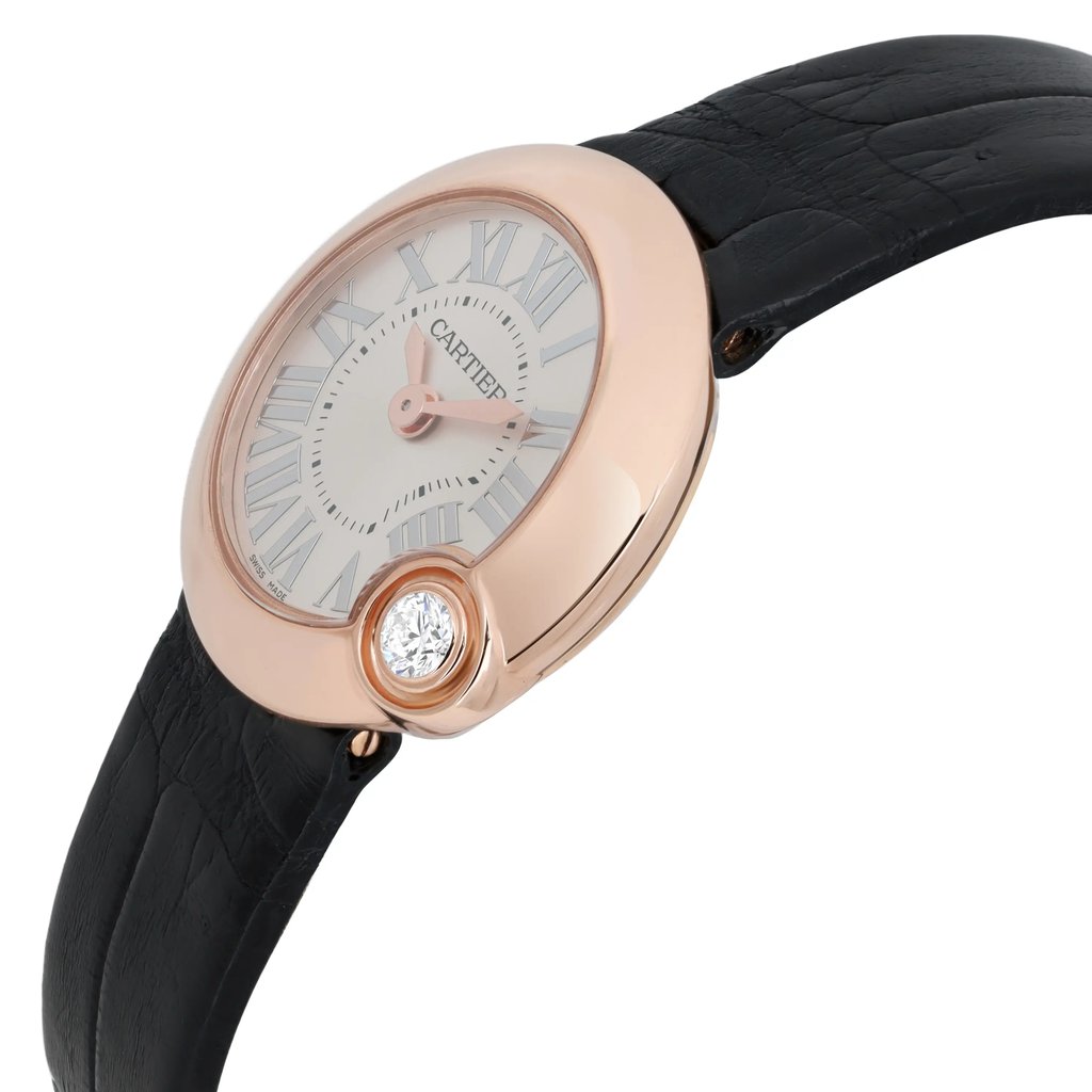View Of Crown Facing Side Of Cartier WGBL0002 Rose Gold Watch Pre Owned Condition