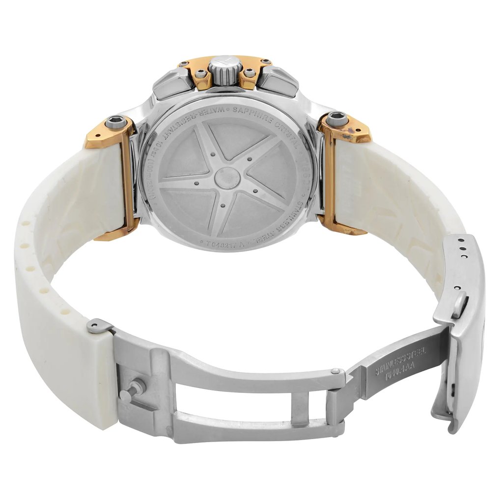 Back View Of Solid Back Case And Open Silicone,Rubber Band Of Tissot T048.217.27.017.00 Watch Pre Owned Condition