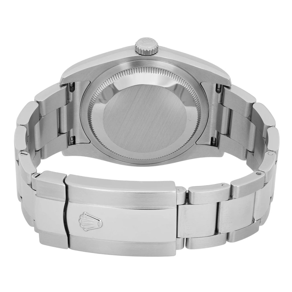 Back View Of Solid Back Case And Closed Stainless Steel Band Of Rolex 116200 Watch Pre Owned Condition