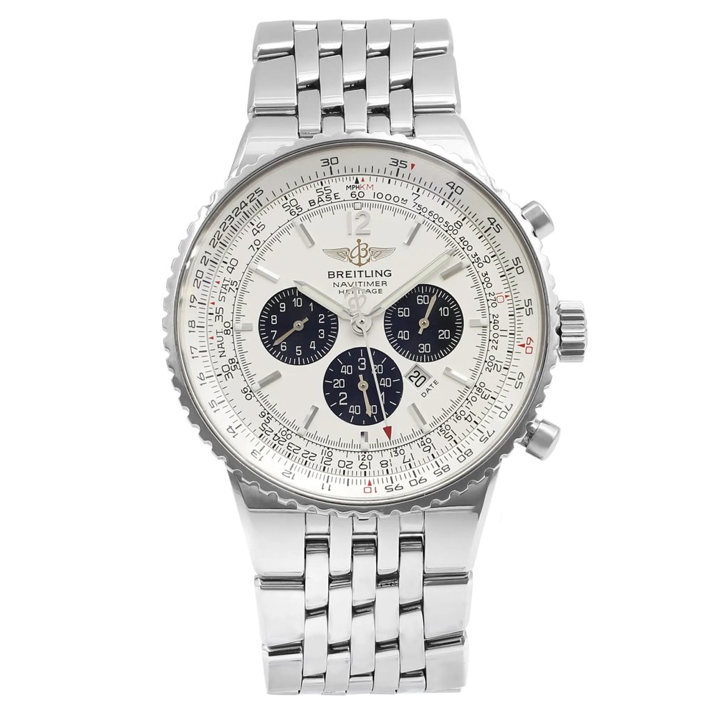 Front Full View Of Breitling A35350 Stainless Steel Watch Pre Owned Condition {Product Condition}