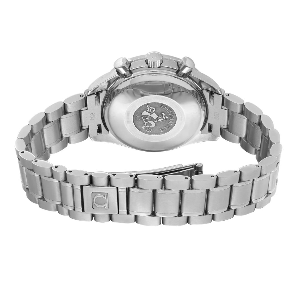 Back View Of Solid Back Case And Closed Stainless Steel Band Of OMEGA 3513.56.00 Watch Pre Owned Condition