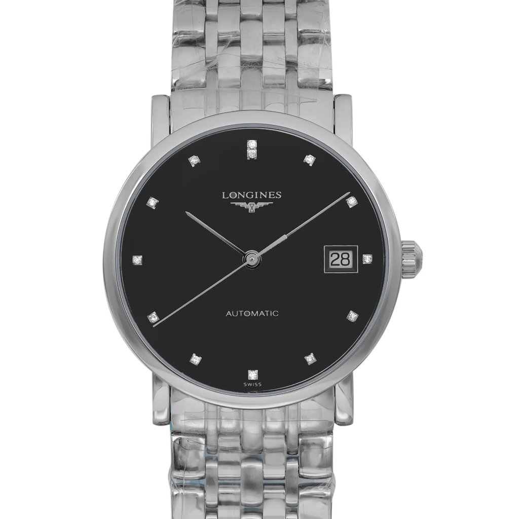 Up Close Front Facing Picture Of Longines L4.809.4.57.6 Stainless Steel Watch Unworn Condition