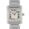 Up Close Front Facing Picture Of Cartier WE1002S3 White Gold Watch Unworn Condition