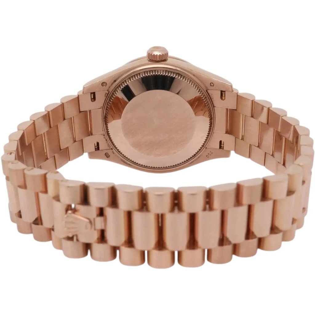 Back View Of {Caseback} Back Case And Closed Rose Gold Band Of Rolex 278285RBR Watch Pre Owned Condition