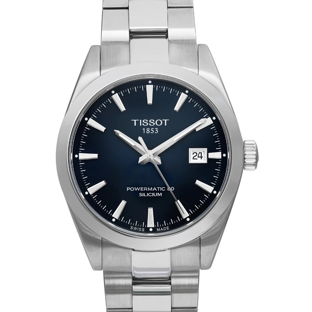 Up Close Front Facing Picture Of Tissot T127.407.11.041.00 Stainless Steel Watch Display Model Condition