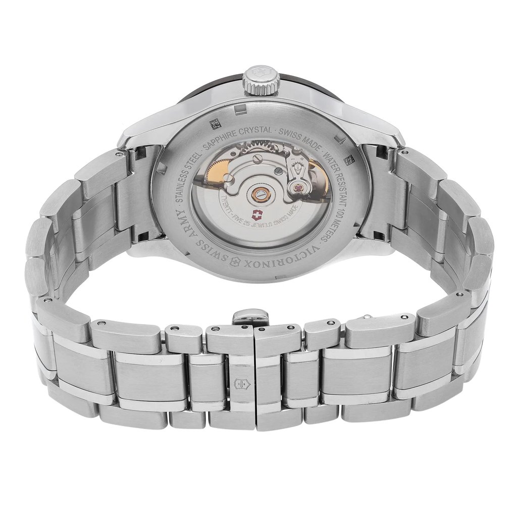 Back View Of Exhibition Back Case And Closed Stainless Steel Band Of Victorinox 241714.1 Watch Display Model Condition