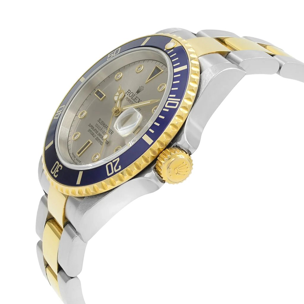 View Of Crown Facing Side Of Rolex 16613 T Stainless Steel Watch Pre Owned Condition