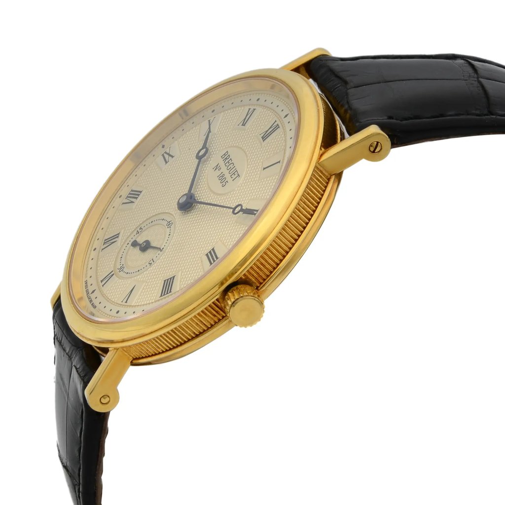 View Of Crown Facing Side Of Breguet 3910BA/15/286 Gold 18kt Watch Pre Owned Condition