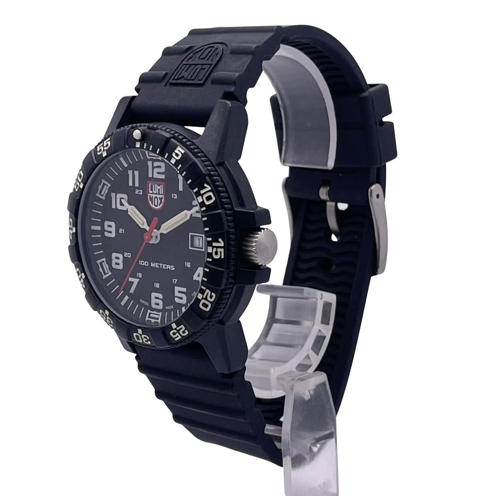 View Of Crown Facing Side Of Luminox XS.0301.L Carbon Watch Pre Owned Condition