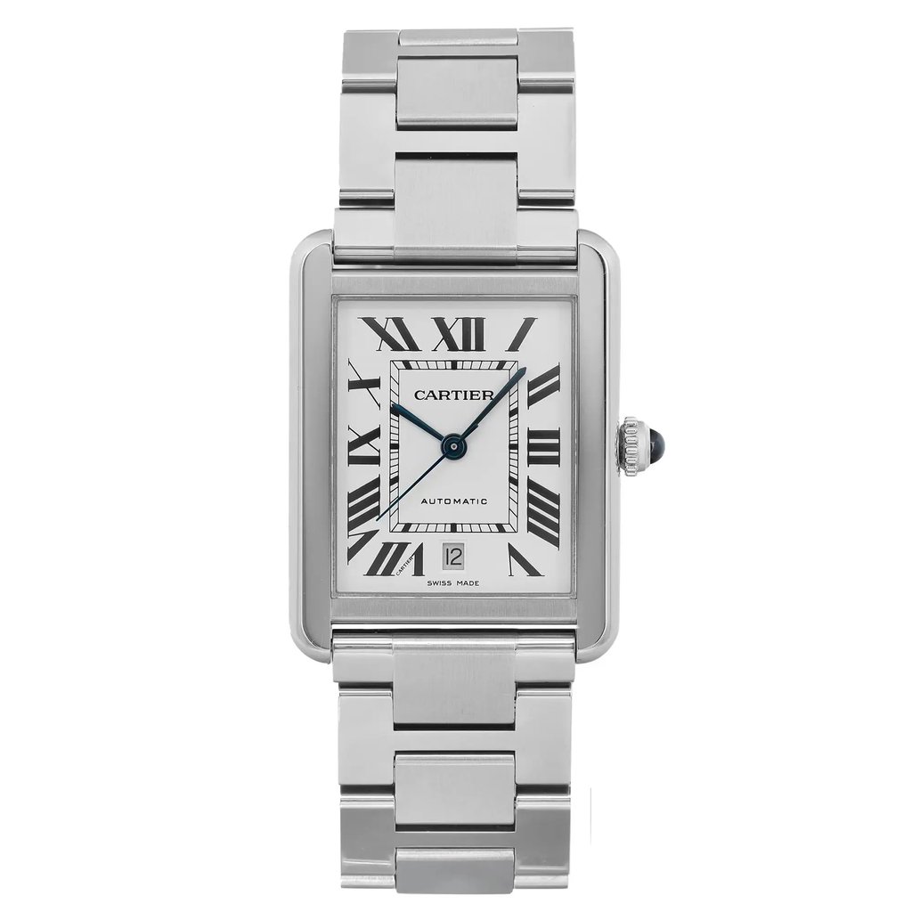 Front Full View Of Cartier W5200028 Stainless Steel Watch Pre Owned Condition Good