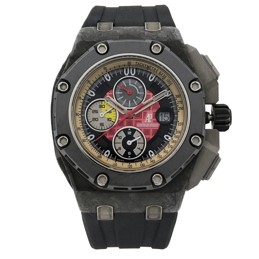 Front Full View Of Audemars Piguet 26290IO.OO.A001VE.01 Carbon Watch Pre Owned Condition {Product Condition}