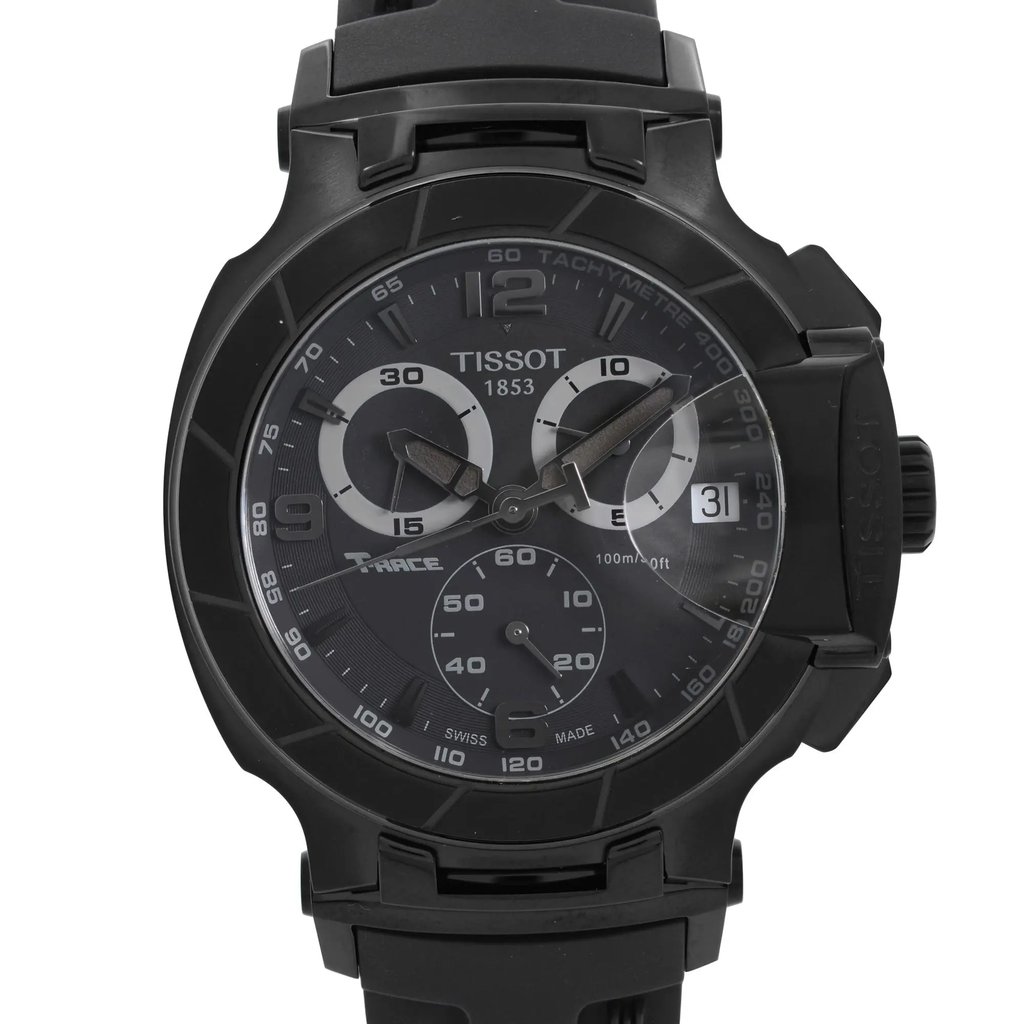 Up Close Front Facing Picture Of Tissot T048.417.37.057.00 Stainless Steel Watch Pre Owned Condition