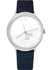 An image of a Wristwatch by Mondaine. This Display Model item is designed for Unisex Adult, featuring a Casual style. It has a Quartz movement and an Analog display with a White dial color. The indices include 12-Hour Dial,Stick Indexes. The band is made of Stainless Steel and the case is made of Stainless Steel. The watch has a Round shape with a case size of 38 mm and a case thickness of 8 mm.