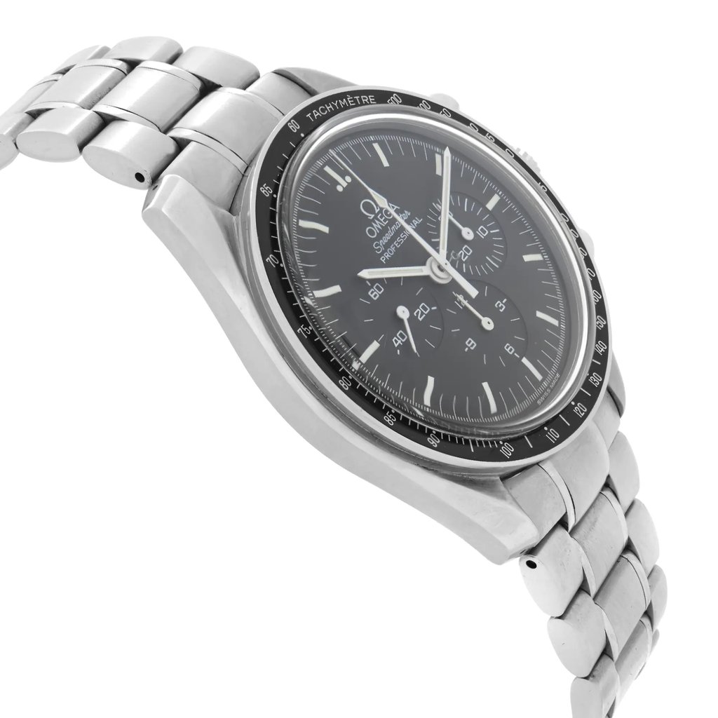 View Of Opposite Crown Facing Side Of OMEGA 3572.50.00 Stainless Steel Watch Pre Owned Condition
