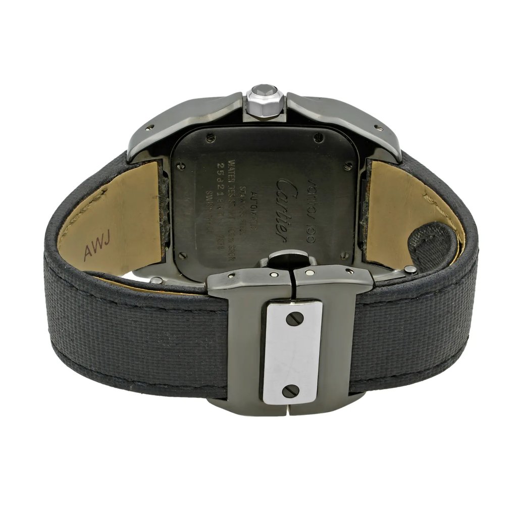 Back View Of Solid Back Case And Closed Rubber Band Of Cartier 2878 Watch Pre Owned Condition