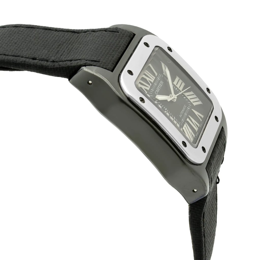 View Of Opposite Crown Facing Side Of Cartier 2878 Stainless & Plated Metal Watch Pre Owned Condition
