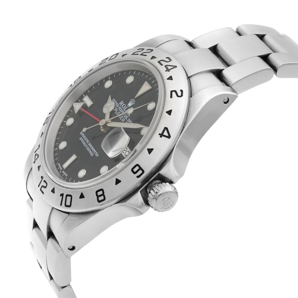 View Of Crown Facing Side Of Rolex 16570 Stainless Steel Watch Pre Owned Condition