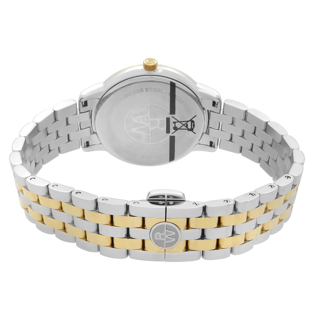 Back View Of Solid Back Case And Closed Stainless Steel Band Of RAYMOND WEIL 5388-SPS-97081 Watch Unworn Condition