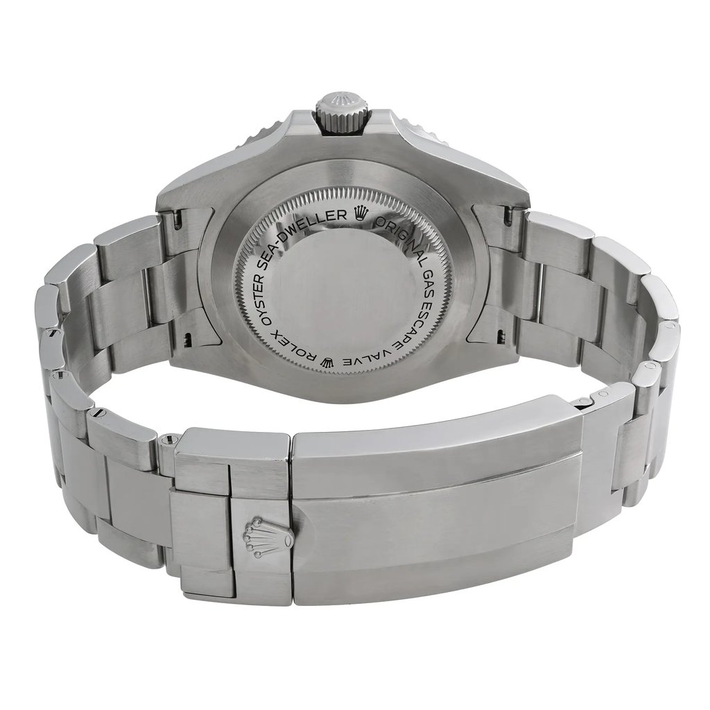 Back View Of Solid Back Case And Closed Stainless Steel Band Of Rolex 126600 Watch Pre Owned Condition