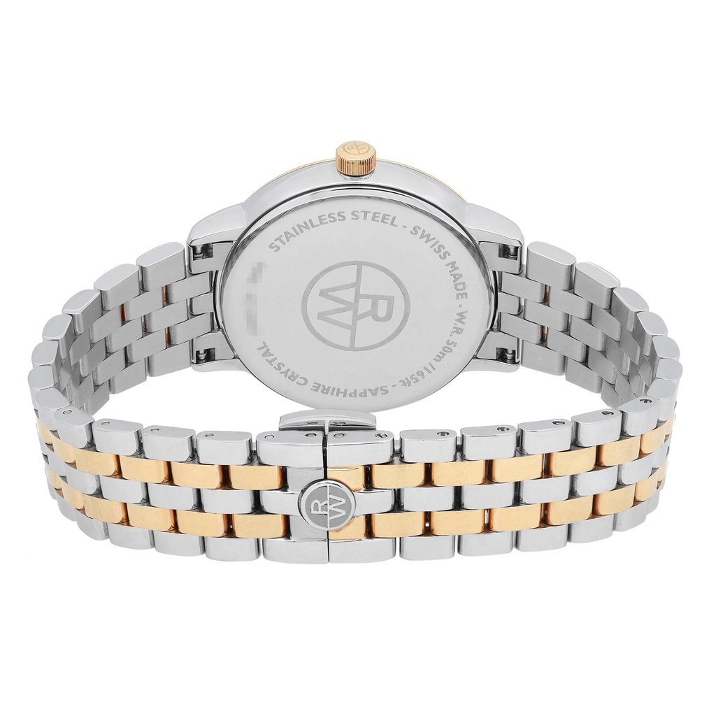 Back View Of Solid Back Case And Closed Stainless Steel Band Of RAYMOND WEIL 5388-SPS-97081 Watch Pre Owned Condition