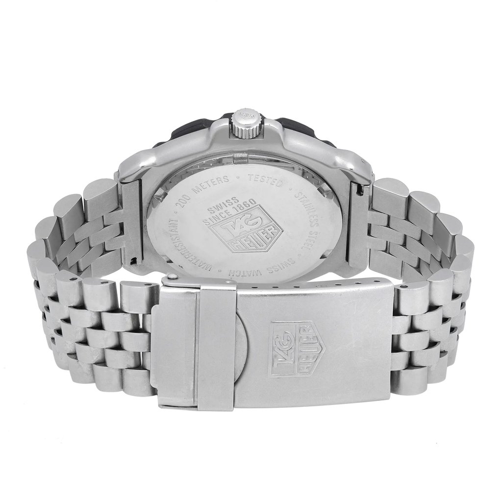Back View Of Screwback Back Case And Closed Stainless Steel Band Of TAG Heuer 375.513 Watch Pre Owned Condition