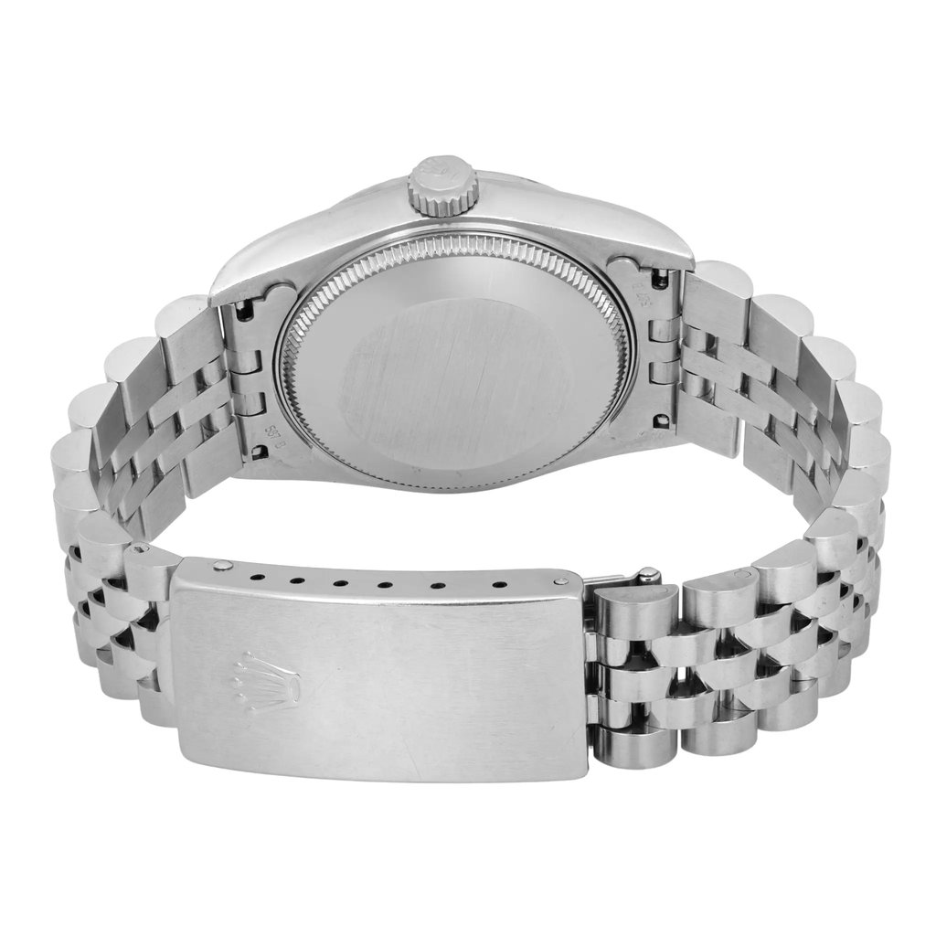 Back View Of Solid Back Case And Closed Stainless Steel Band Of Rolex 68274 Watch Pre Owned Condition